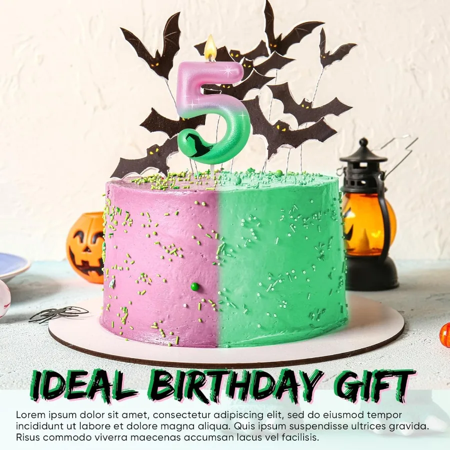 Witch Number Candle Birthday Decor Pink and Green Party Decorations Witch Movie Candle for Girl Boy Birthday Halloween Party Su