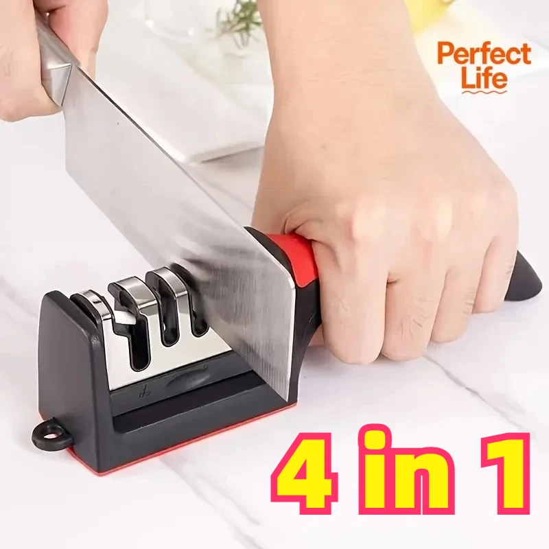 3/4 Segment Knife Sharpener Kitchen Multifunctional Handheld Fast Sharpening Stone Three-stage Cutting Knife Kitchen Supplies