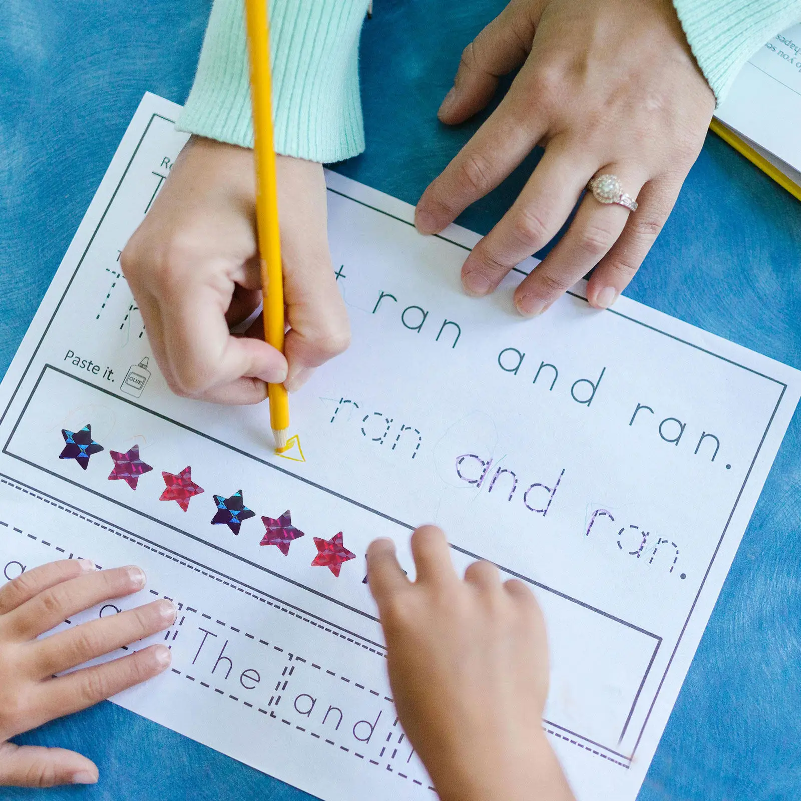 

15 Sheets Star Shaped Stickers Removable Five-Point Decals for Teacher Appreciation Reward Charts Christmas Cards Classroom