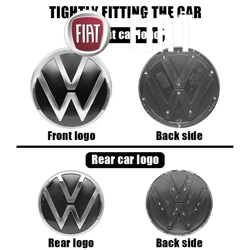 

139mm 110mm VW Logo ABS Emblem Car Hood Front Grill Rear Trunk Badge Accessory For Volkswagen Polo 2019 2020 2021 2022 2023 2024