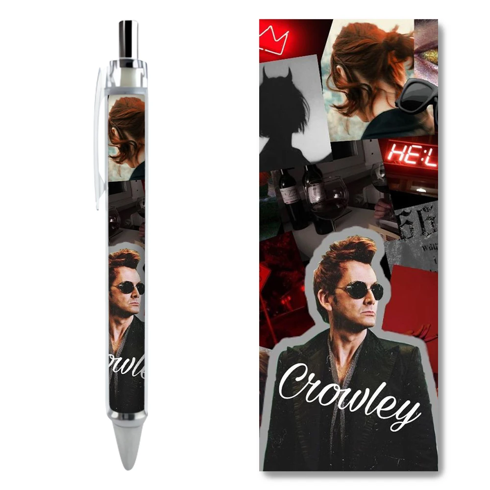 Good Omens Demon Crowley Devil TV Show Gel Pen Fashion Stationery Set Pencil Cases Canvas Cosmetic Bag Caneta School Supplies