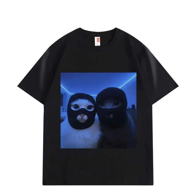 Funny Thief Cat Meme Graphic T Shirt Men Women Summer Casual Cotton Short Sleeve T-shirts High Quality Oversized T-shirt