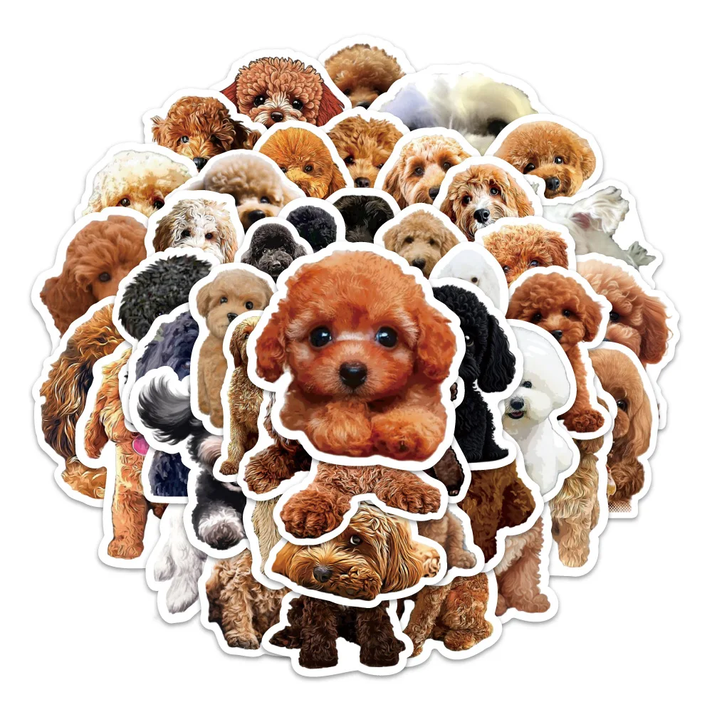 10/50PCS Cute Poodle Cute Pet Dog Doodle Decoration Laptop Mobile Bicycle Luggage Cabinet Car Waterproof Stickers Kids Toy