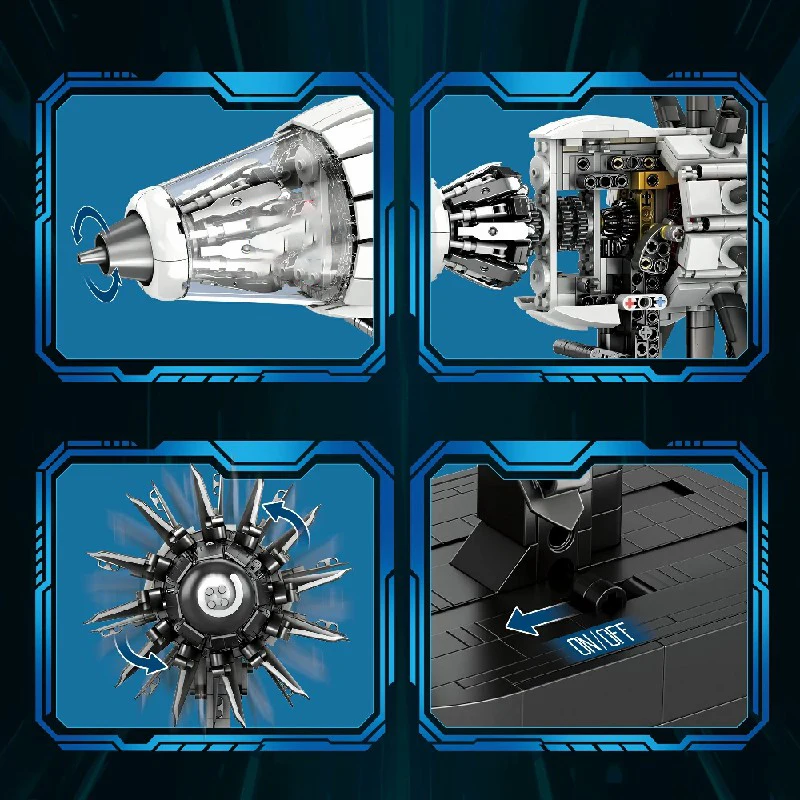 1351PCS Aircraft Engine Building Blocks Set Technology Electronic Assembly Model Bricks Creative Educational Toys Adult Kid Gift