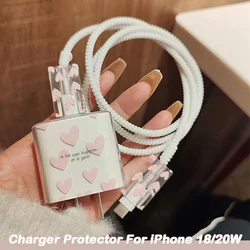 Charger Box Case Protector Cute Pink Love Style For iphone 11 12 13 Promax 14 Plus 20W Fast Charging Adapter Protection Cover