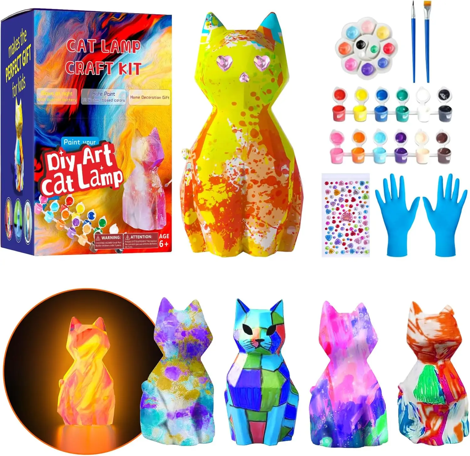 

Your Own Cat Lamp Kit,Toys for Ages 8-13 Art Supplies Arts and Crafts for Kids Ages 8-12,Halloween Decorations Christmas Night L