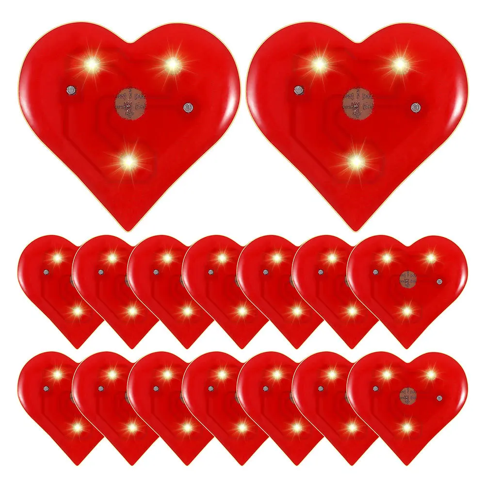 

18Pcs Valentine Heart Brooch Pins Luminous Red Love Accessories for Jackets Sweaters Hats Bags Party Decorations