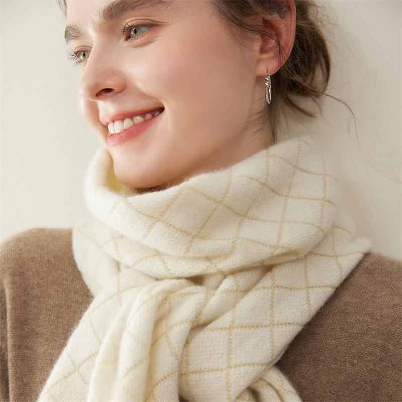 وشاح منسوج من الألماس الصلب عصري وأنيق، 100% كشمير، وصول جديد لخريف وشتاء، دافئ ومقاوم للبرد #6