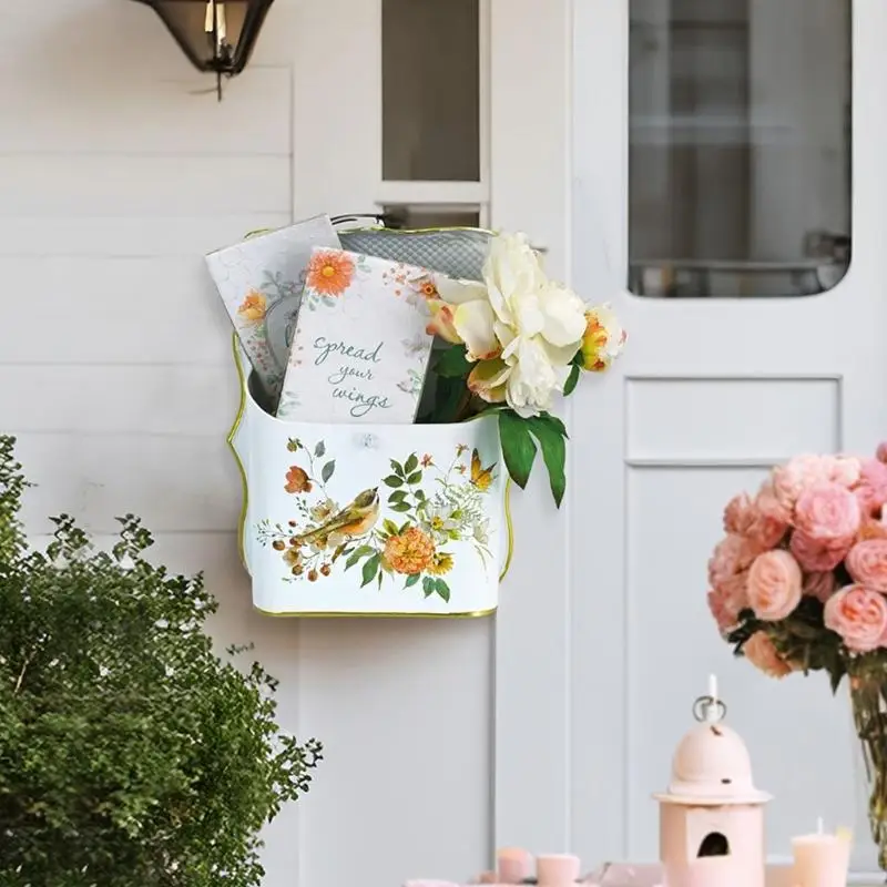 Decorative Wall Mounted Mailbox, Iron Letter Box for Entryway Mail 55KF