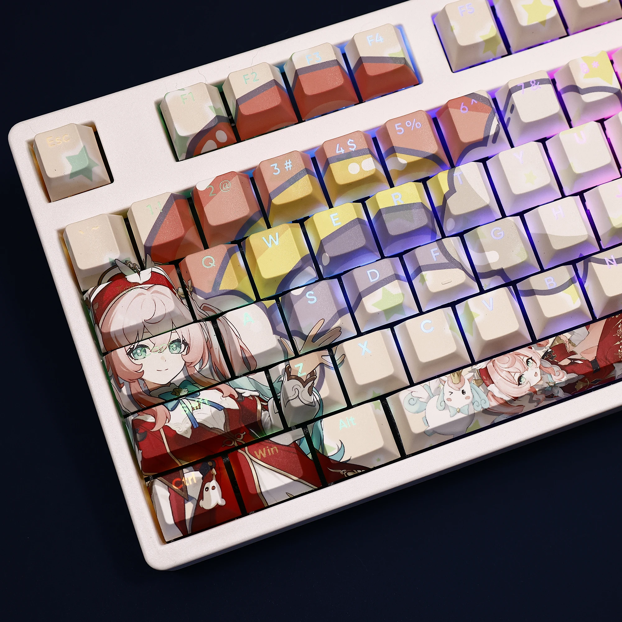 108 Keys/set Honkai Star Rail Hyacine Keycap PBT Backlit Keycaps Cartoon Anime Gaming Key Caps For 61 87 104 108 Layout Keyboard