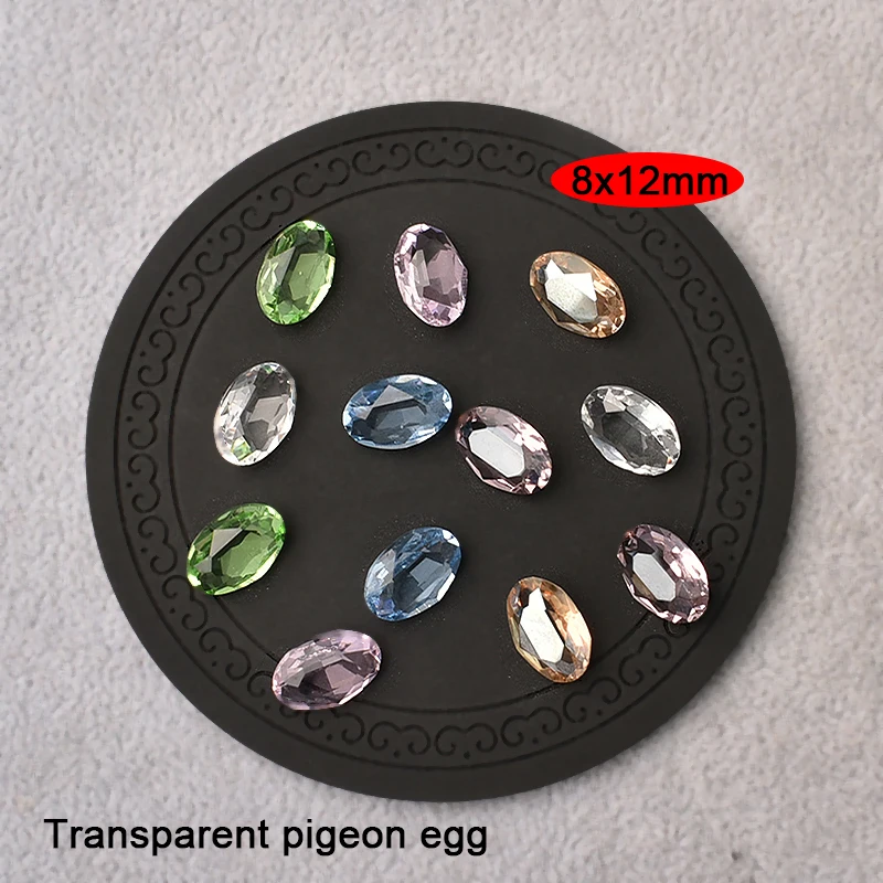 20/50PCS Transparent Pigeon Egg Nail Art Rhinestone Pointed Bottom Oval K9 Glass 3D Fingernail DIY Decoration 8x12MM