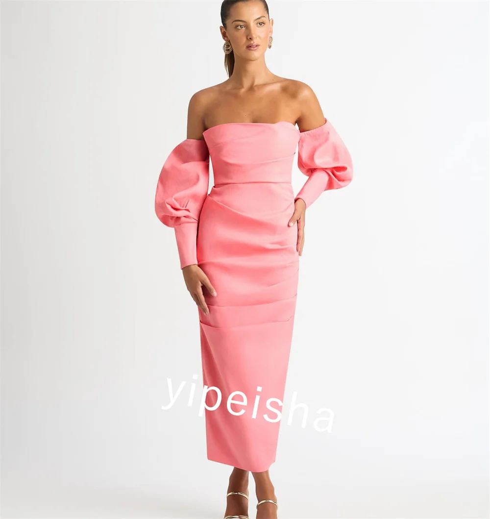 Strapless plissado Vestidos Midi, Strapless Jersey, Clubbing Coluna, Ocasião Bespoke