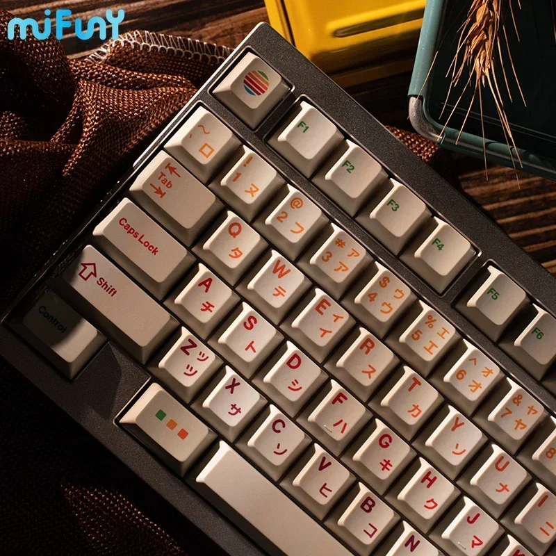 Imagem -02 - Mifuny-retro-ii Keycaps Personalizados Keycaps Originais Nostálgico Pbt Seco Subbed Gmk Cherry Key Cap para Teclado Mecânico Raiz Japonesa