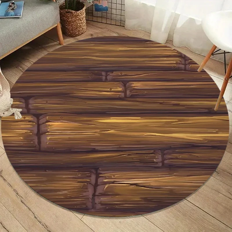 Wood Grain Rug Realistic Brown Felt NonSlip Carpet For Living Room Bedroom Bedside Rustic Vintage Timber Home Floor Mat