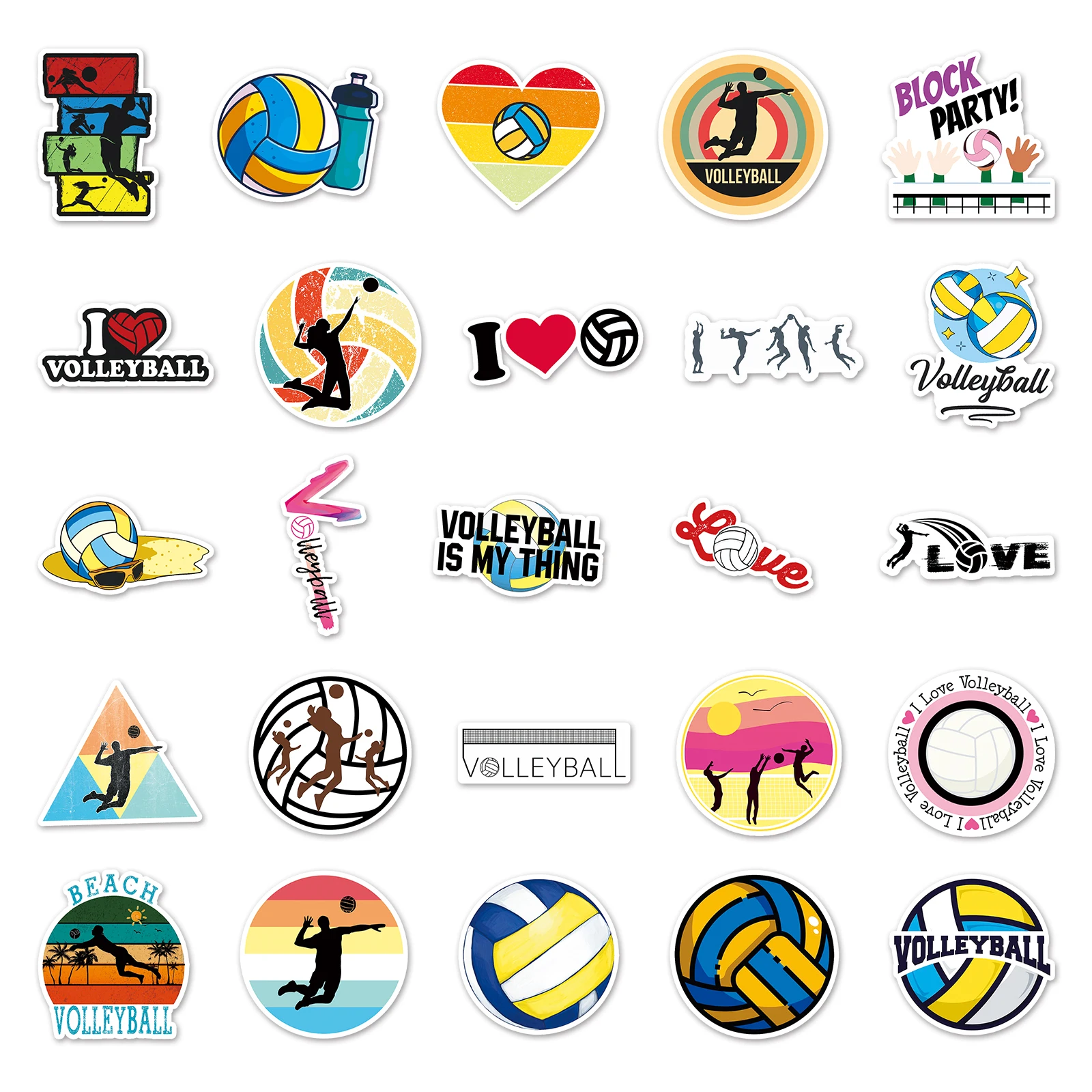 50Pcs Volleyball Series Cartoon Cute Waterproof Sticker Skateboarding Snowboard Retro Vinyl Sticker