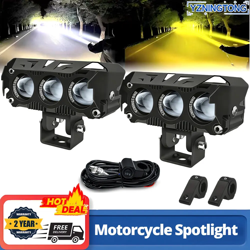 

Super Bright Motorcycle Led Headlight 300W Dual Color Motorbike LED Spotligh Lens Headlamp Fog Lights Accessories for Suzuki BMW