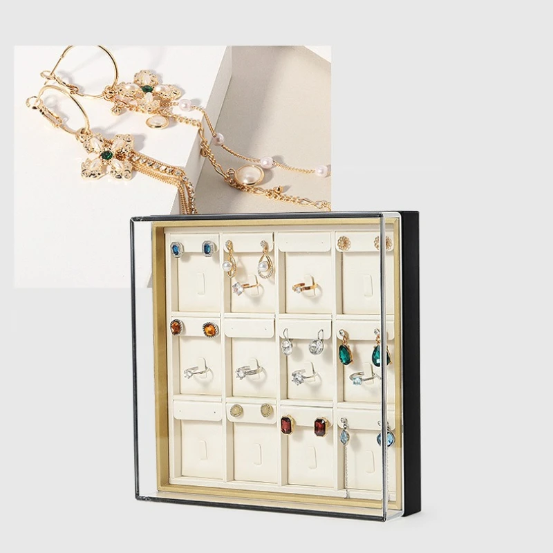 Simple Acrylic Trays Cover Dust-proof Ring Ear Pendants Necklace Trays Storage Box Exclusive Use Home Decor Tabletts ZY40TP