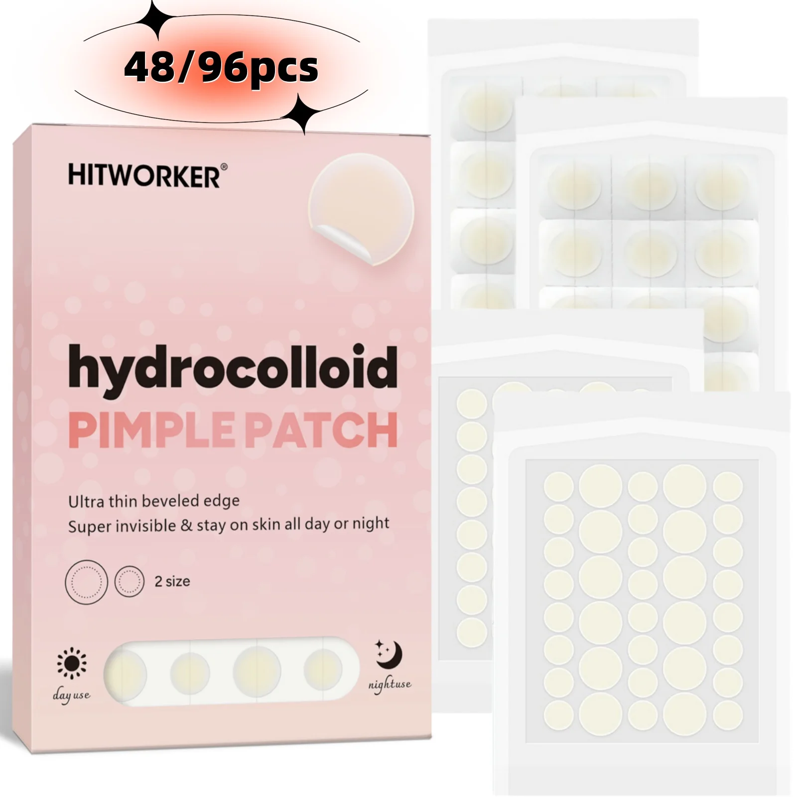 Hydrokolloid-Akne-Patches: Essentielle Akne-Patches für jeden Anlass |   Unsichtbar, atmungsaktiv und spurlos, sanft zur Haut, Wasserdicht