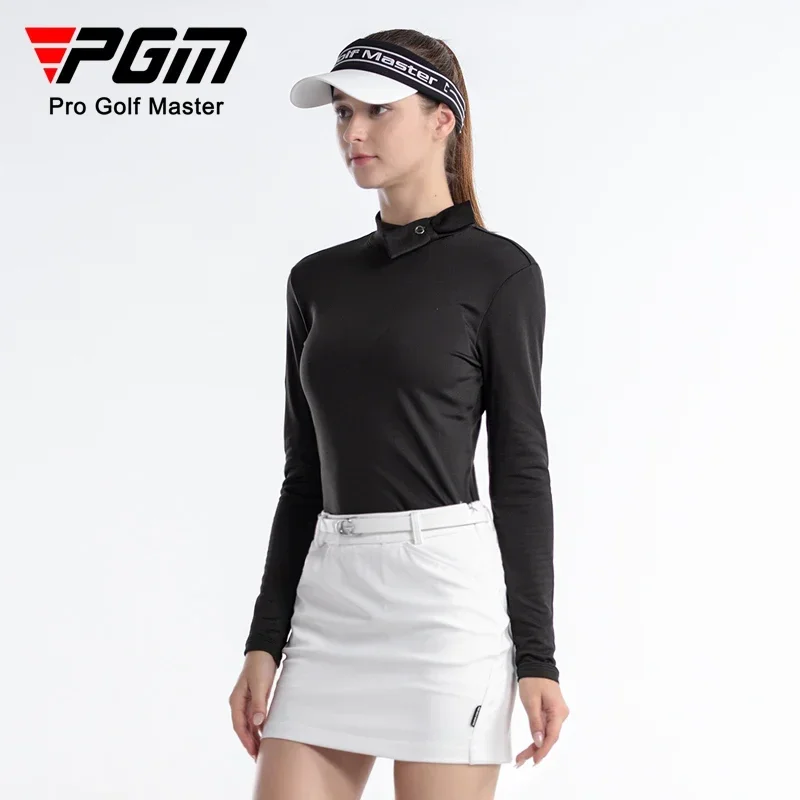 PGM Female Round Neck Slim Golf Bottoming Shirts Women Long Sleeve Soft Sports Underwear Elastic Casual Tennis Golf Tops