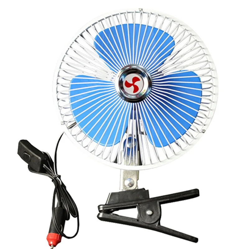 

For Car Portable Cooling Fan 8 Inch 12V Summer Auto Small Fan With Clip 180° Sway Low Noise Air Cooler For Truck