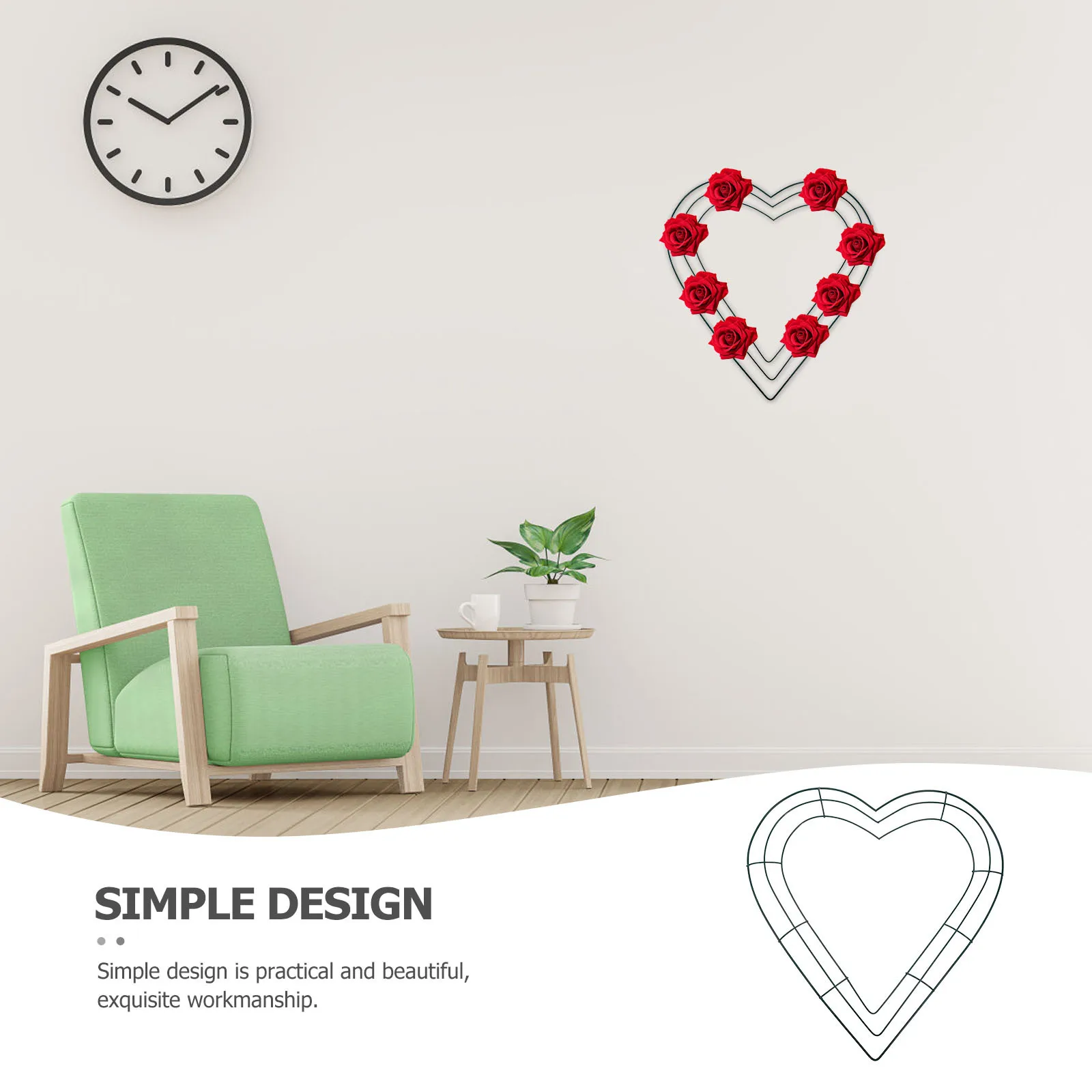 

2pcs Iron Frame Diy Wire Wreath Rings For Christmas Heart-Shaped Wall Hanging Garden Decor Wreath Making Kit Party Decoration