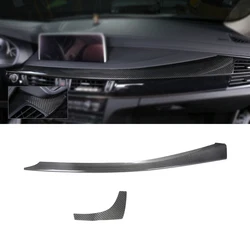 2Pcs Real Dry Carbon Interior Trims Dashboard Kit Dash Cover For BMW X5 F15 X6 F16 2014-2017