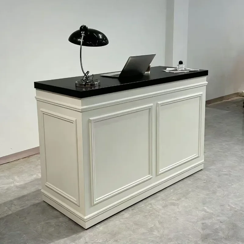 Modern clothing store checkout page corner beauty salon bar training company front desk reception desk baking paint