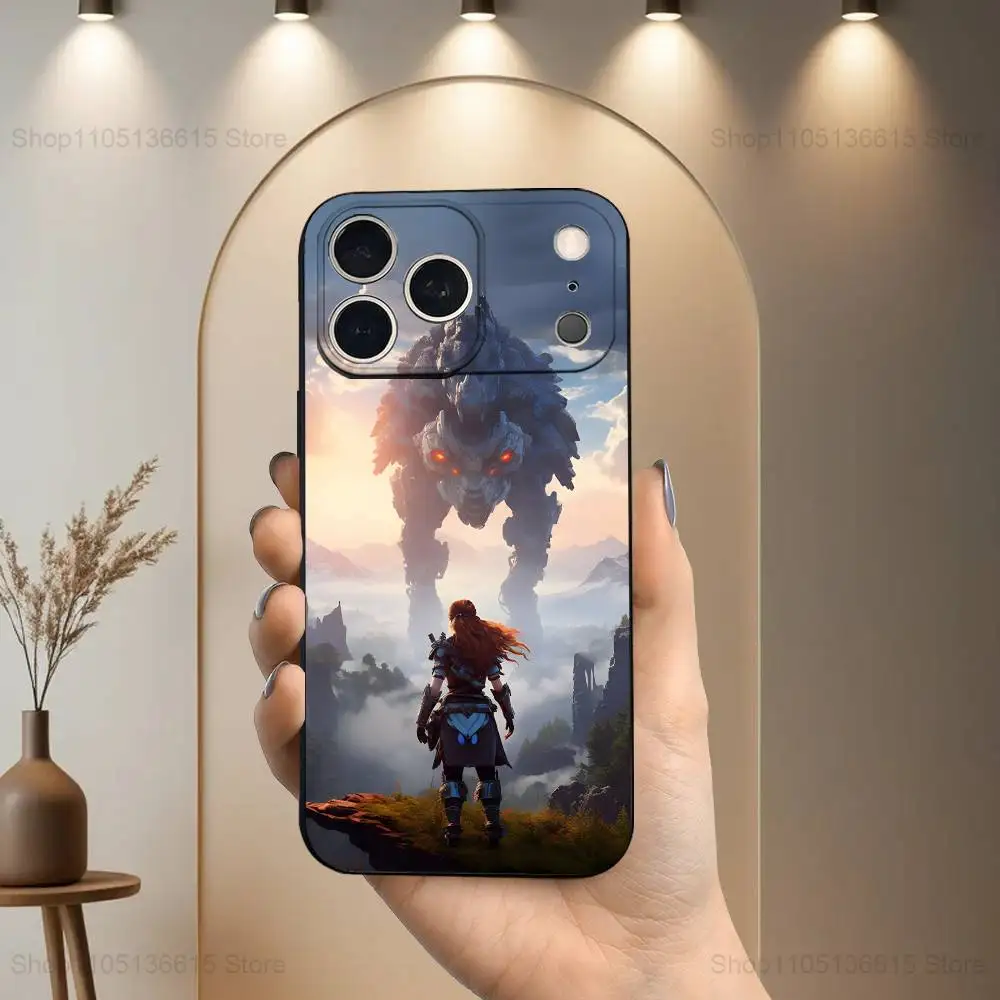 حافظة ألعاب H-Horizon Z-Zero D-DAWN لهاتف iPhone 17,16,15,14,13,12,11 Air,Plus,Pro Max,XS,X,XR,SE,Mini,8,7,غطاء أسود من السيليكون الناعم