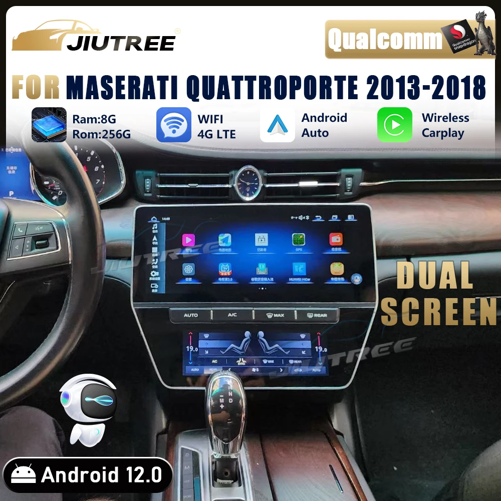 

Обновление 2023 года Android 12 для Maserati Quattroporte GT GC Gran Turismo 2007-2018 Автомобильный радиоприемник переменного тока Мультимедийный плеер GPS Navi