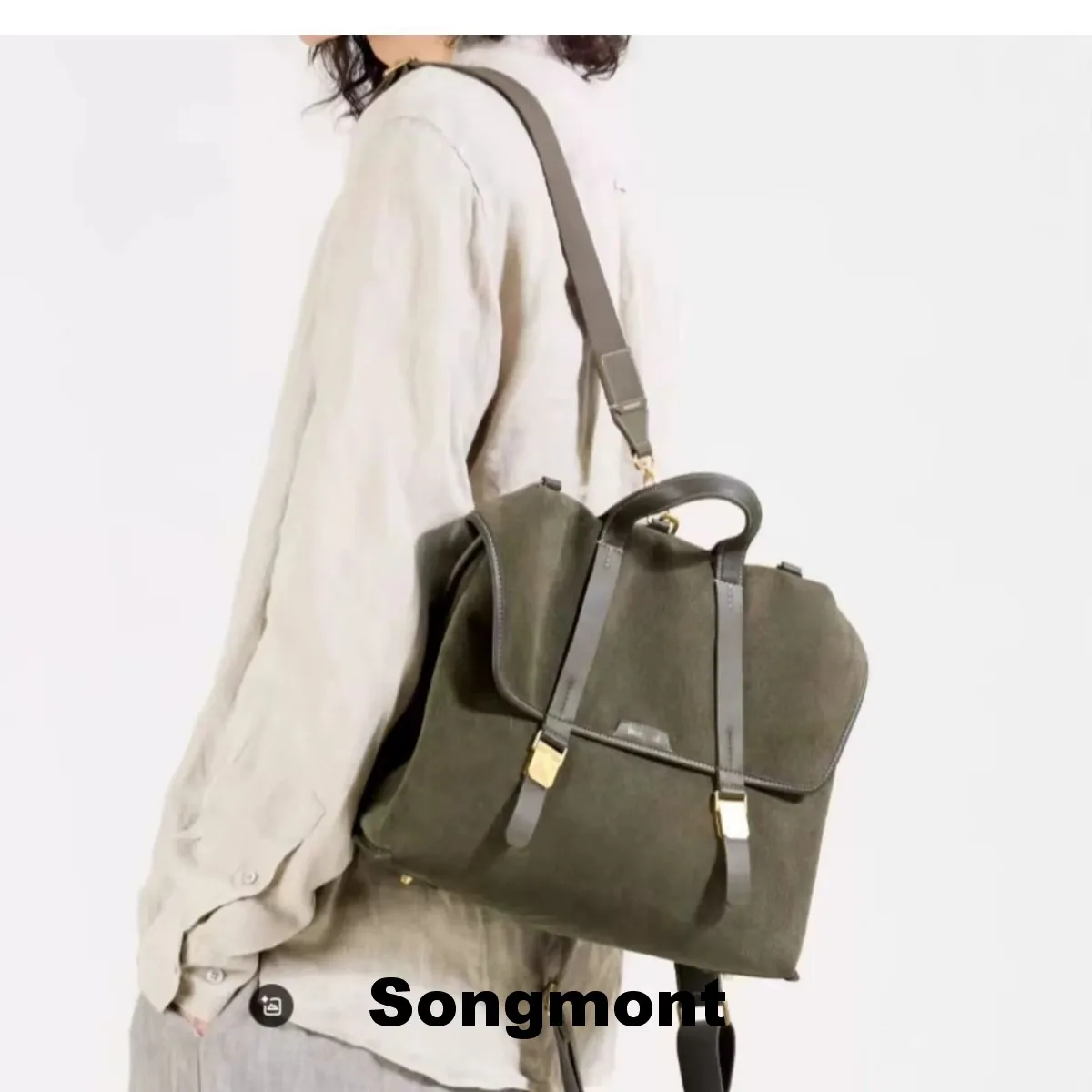 

Дорожный портфель Songmont без пола, замшевая сумка через плечо в стиле ретро, простая и модная сумка.