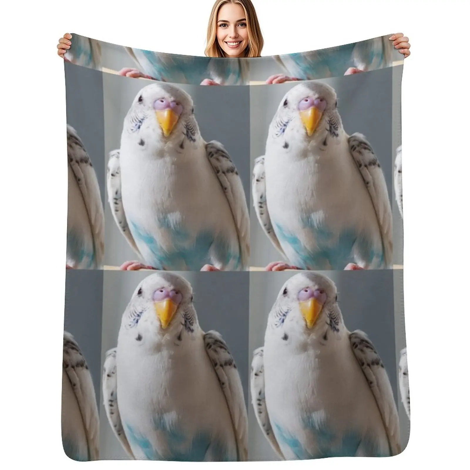 

White and Blue Parakeet Throw Blanket Decorative Soft Throw Blanket for Couch Sofa