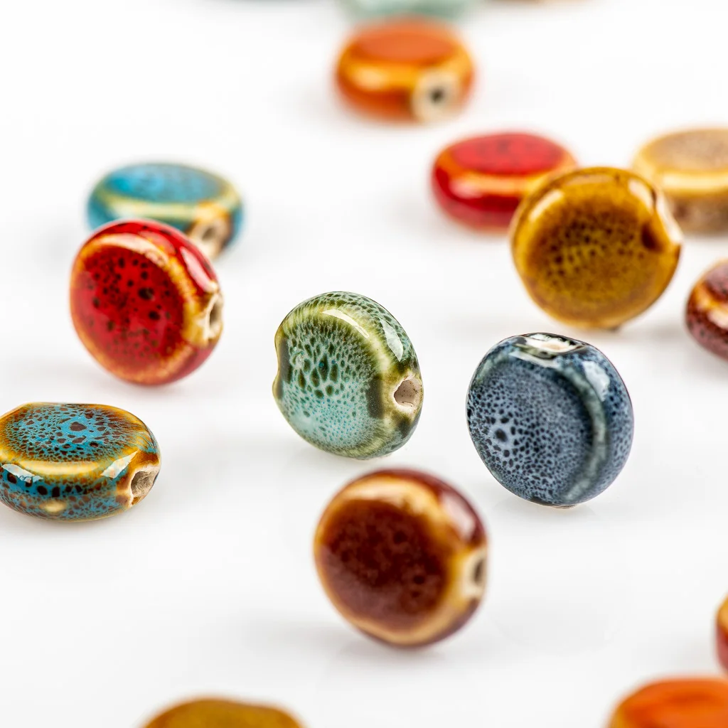 15# 20pcs Round Shape Colorful China Ceramic Beads Wholesale Sell By Bags China Ceramics Beads #A518A