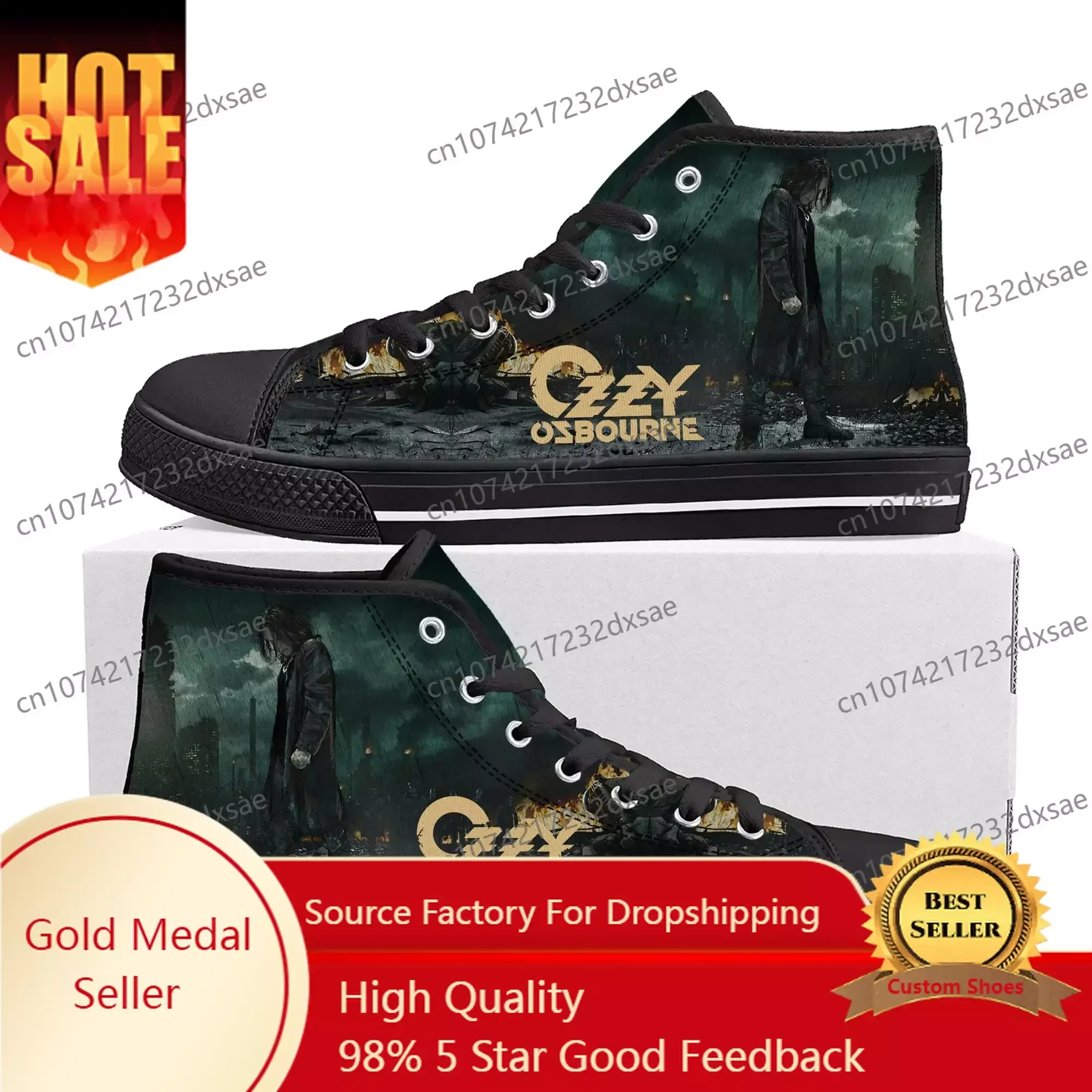 Ozzy Metal Rock Singer Osbourne High Top High Quality Sneakers Men Women Teenager Canvas Sneaker Casual Couple Shoes Custom Shoe