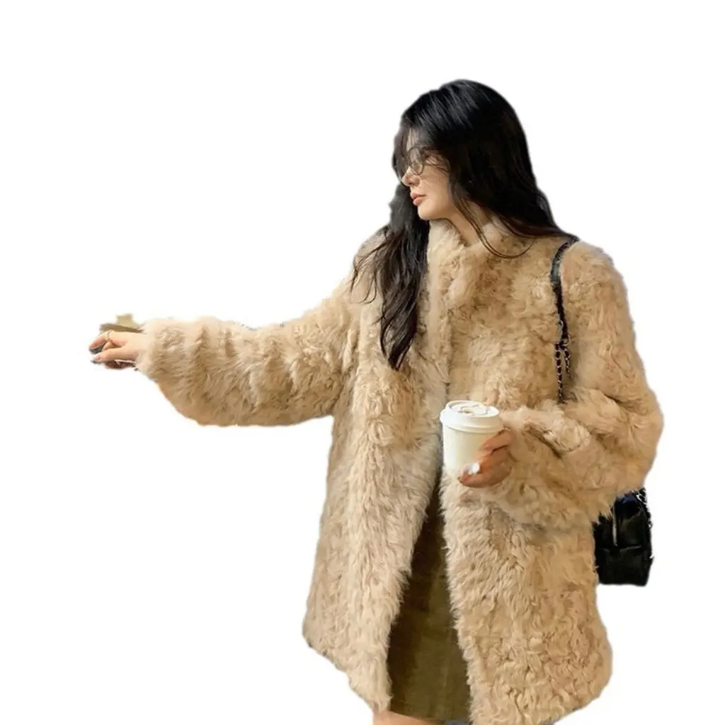 

Sister Teng Korean Style Women's Tuscan Fur Outwear Eco-Friendly Imitation Leather Winter Clothing Tongxiang Chongfu