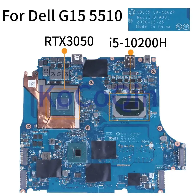 Imagem -02 - Placa-mãe do Portátil para Dell La-k662p Dell G15 5510 Mainboard do Portátil Gdl55 i5 i7 10o Gen 0g3ck0 0y54cx 0nwp76 0fk7c3 0wcm79 0983d5