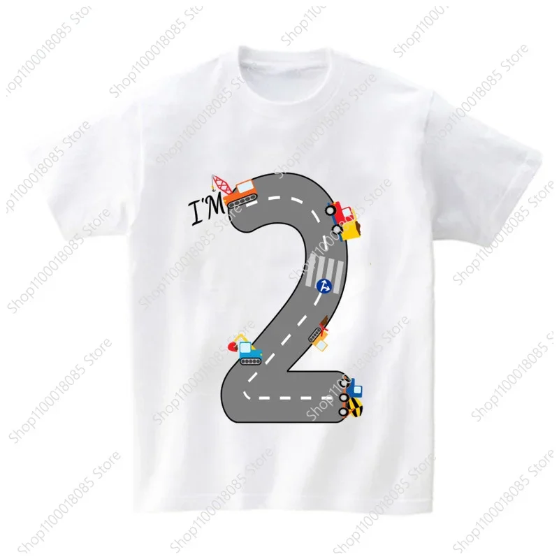 Car Excavator Birthday Party Family Shirts Personalized Bulldozer T Shirt Boys Any Age Name My Kids Top Outfits