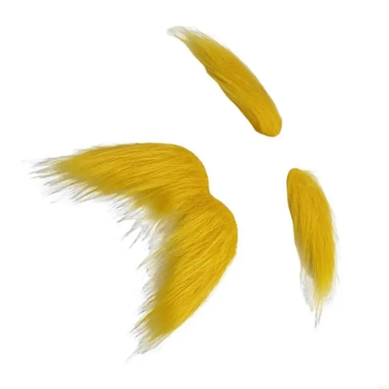 H58E – fausses moustaches sourcils, moustaches jaunes, barbe auto-adhésive pour enfants adultes, Halloween,