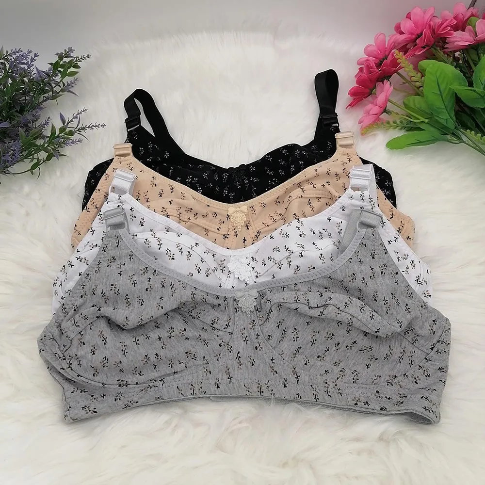 Sujetador sin aros para mujer, sujetadores de algodón sin costuras para realzar, bralette de algodón cómodo, ropa interior para mamá, lencería sexy de talla grande 36-46 C32