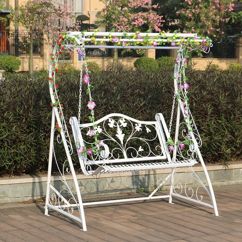 New Metal/Iron Double seat Swing Chairs Vintage Wrought Iron Art Garden Swing Hanging Garden Double Outdoor Patio Swing chair