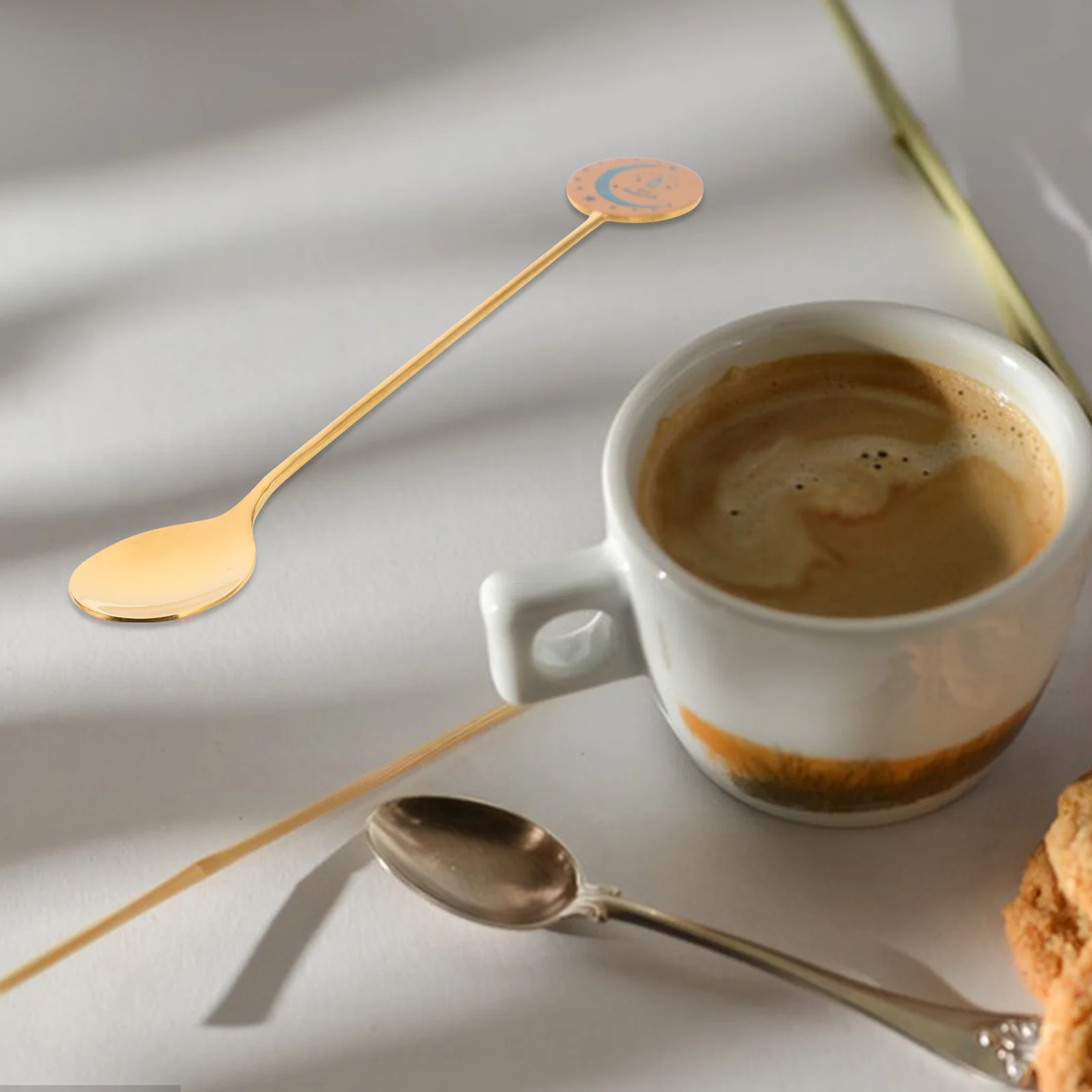 

4Pcs Coffee Spoon Creative Star Moon Design Stainless Steel Tea Scoops Ice Cream Dessert Spoons for Party Special Events