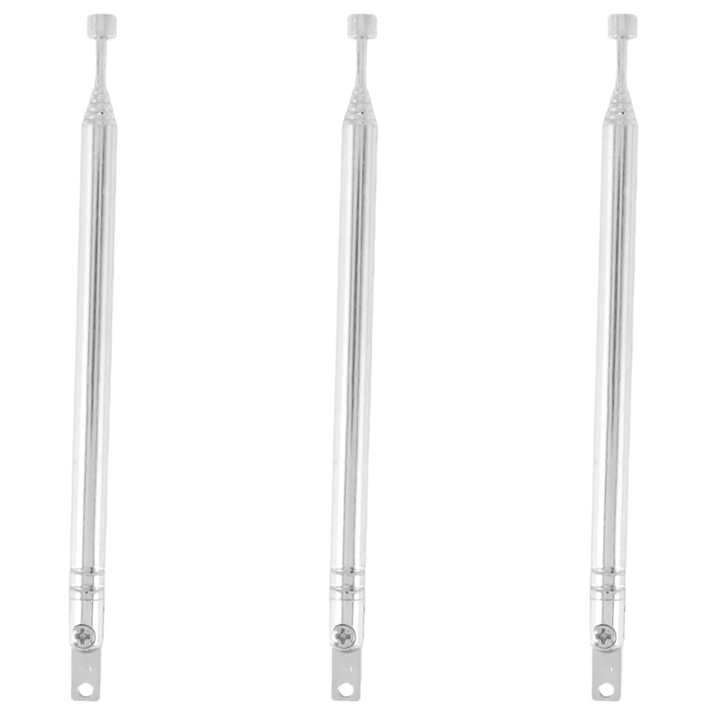 3X Replacement 39Cm 6 Sections Telescopic Antenna Aerial For Radio TV