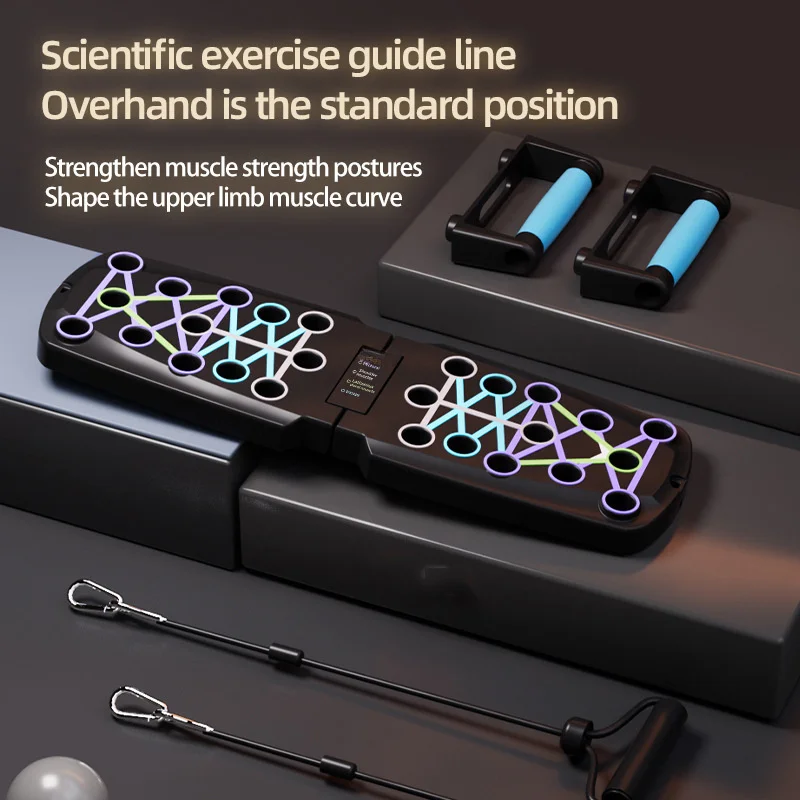Portable Multi-Functional Push-Up Board, Trainer with Handle, Foldable Household Fitness Equipment for Both Men and Women