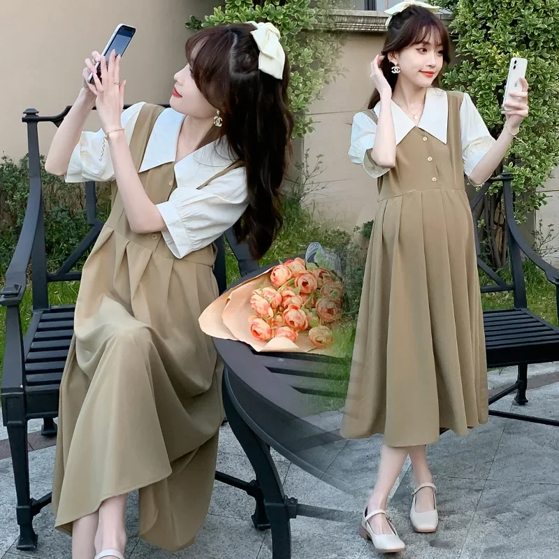 Maternity Temperament Dress Professional Maternity Breastfeeding Dual-use Large Size Long Suit Maternity Skirt Korean Style New