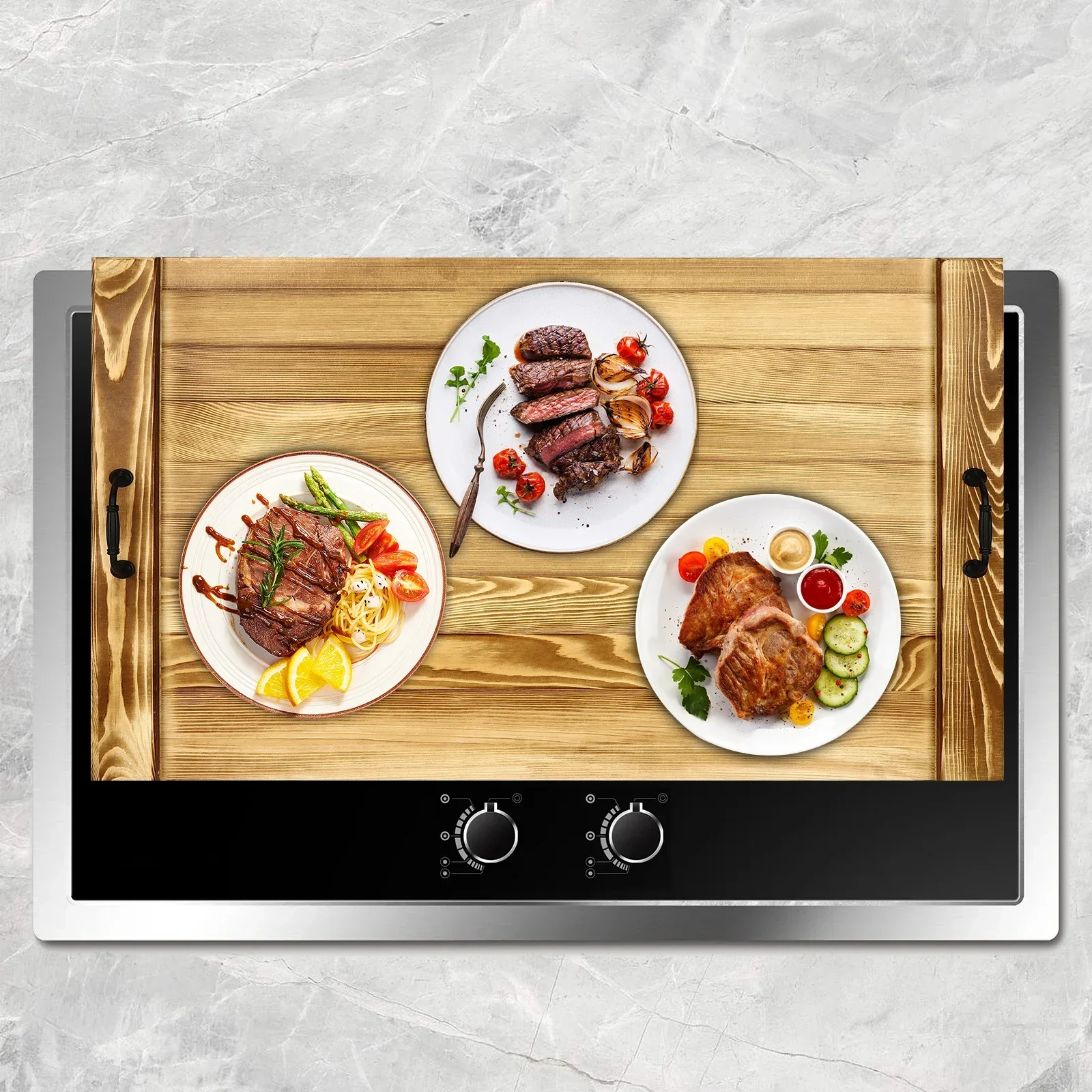 

Wooden Kitchen Stove Cover Tray 30x22 Inch Pine Board for Countertop Protection Meal Prep charcuterie board