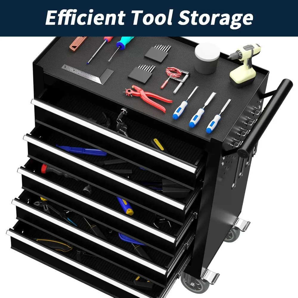 5-ящик для инструментов на колесиках, ящик для инструментов с колесами, металлическая тележка для инструментов с ящиками, шкаф для хранения для гаража, склада, мастерской,