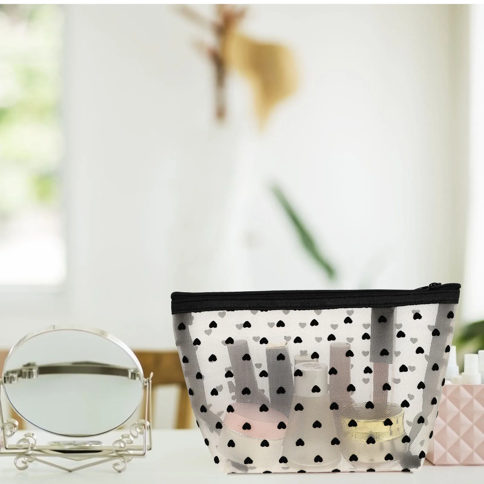 

2Pcs Heart Makeup Bag Multi Functional Travel Toiletry Pouch Storage Organizer Portable Wash Bag Toiletry Pouch