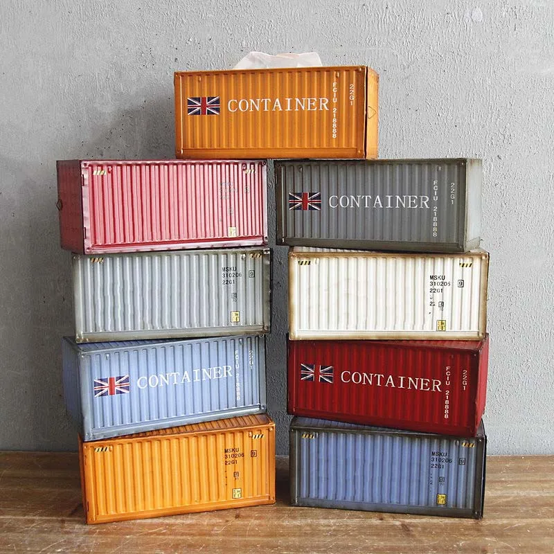 Container Tissue Box Shipping Container Model Creative Storage Napkin Holder Desktop Storage Napkin Box Fashion Decoration 2023