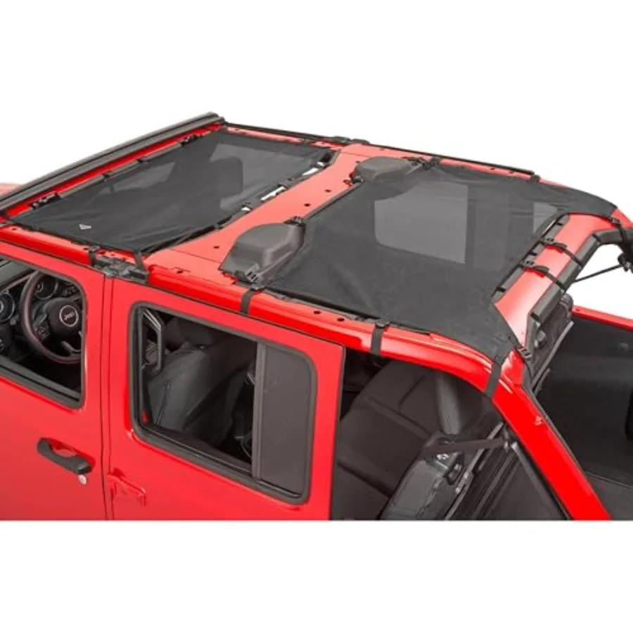 

ShadeMaker Bimini Mesh Top Fits Jeep Wrangler 20182023 Jeep Wrangler JL Sunshade Durable Straps Buckles for Flapless Fit 2Piece