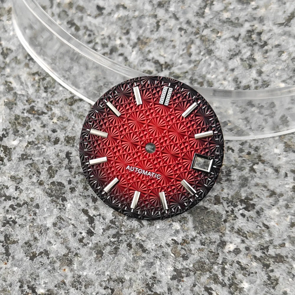 28.5MM NH35 Dial Chrysanthemum Pattern Suitable for NH35/NH36/4R35/4R36 Movement 3H Date for Seiko Mods & Repair Accessories