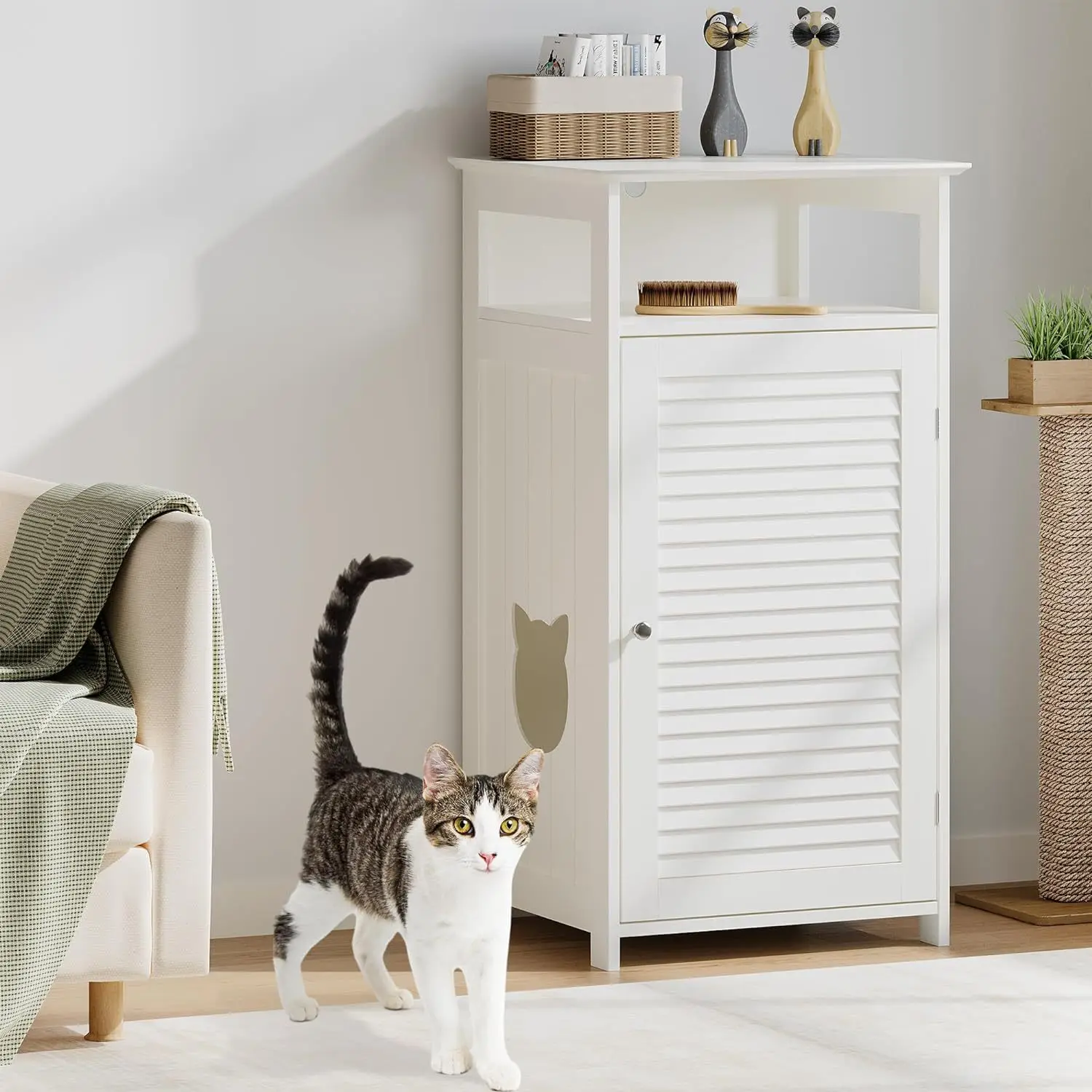 Factory Direct 2026 Floor Standing Louvered Sideboard Cat Cabinet Living Room Home Simple Cabinet